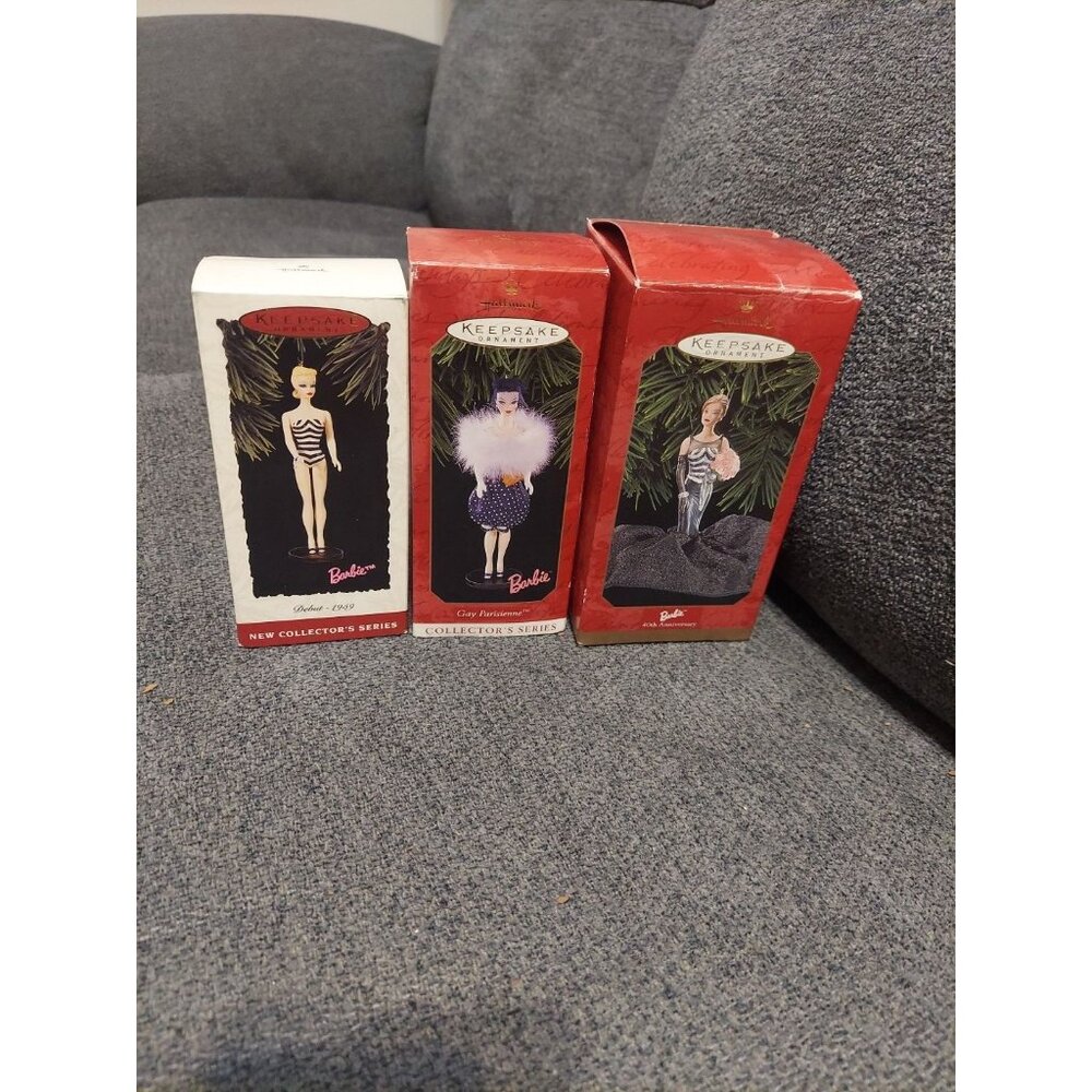Lot of 3 Vintage Hallmark Keepsake Barbie Mixed Ornaments‎ In boxes Christmas